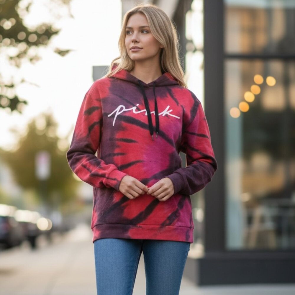 Victoria's Secret PINK Tie Dye Campus Pullover Hoodie (Size Small)